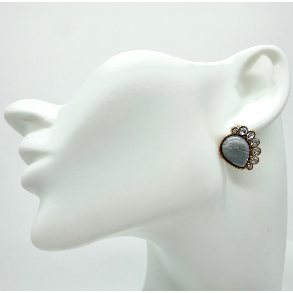 NWT 14th & Union Gray Stone and Crystal Stud Earrings